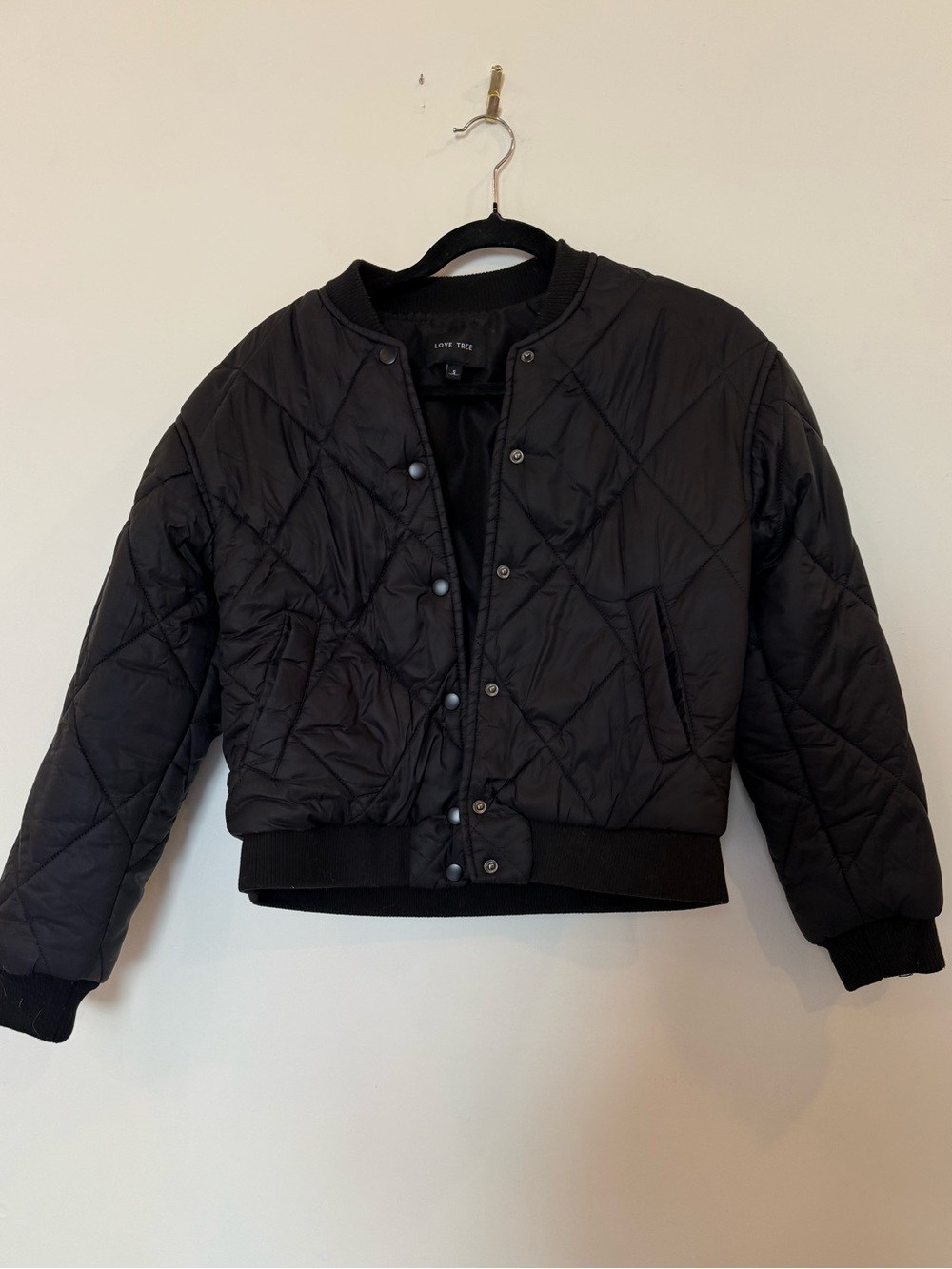 Love Tree Black Quilted Puffer Jacket